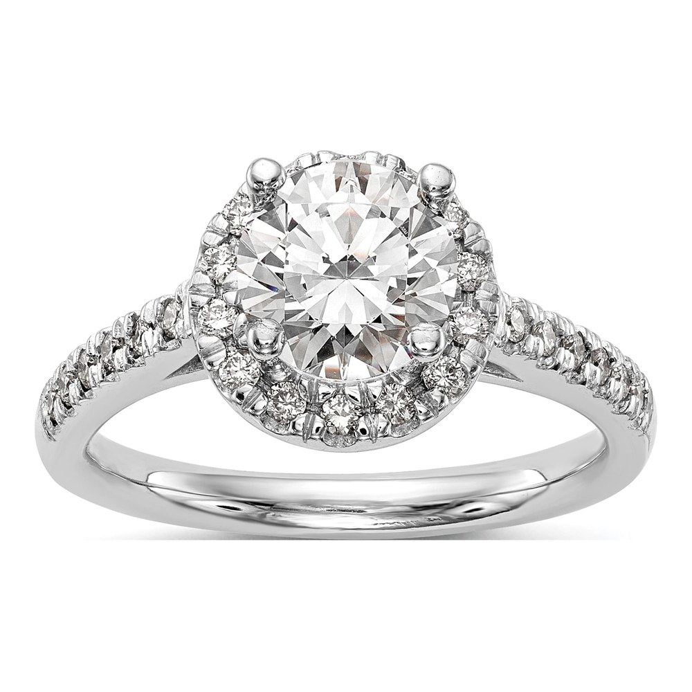 10K White Gold Diamond Halo Setting Engagement Ring Semi-Mount