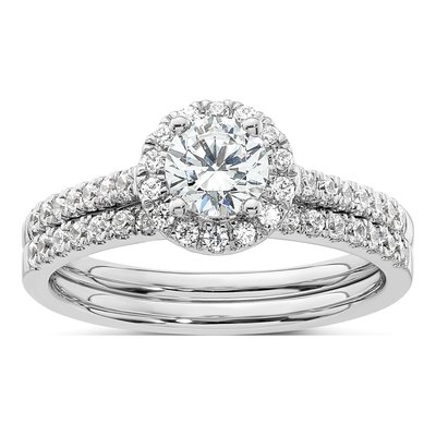 14K White Gold Diamond Halo Engagement Ring Semi-Mount – view 8