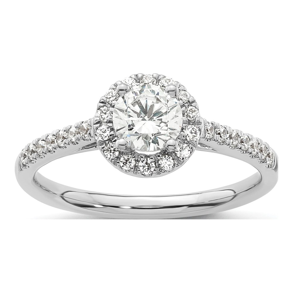 14K White Gold Diamond Halo Semi-Mount Ring