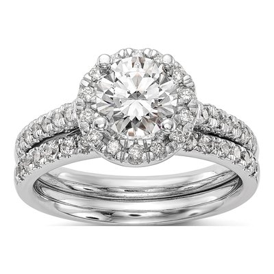 14K White Gold Diamond Halo Engagement Ring Semi-Mount – view 8