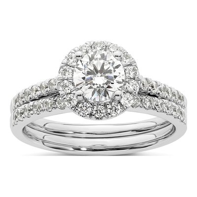 14K White Gold Diamond Halo Engagement Ring Semi-Mount – view 8
