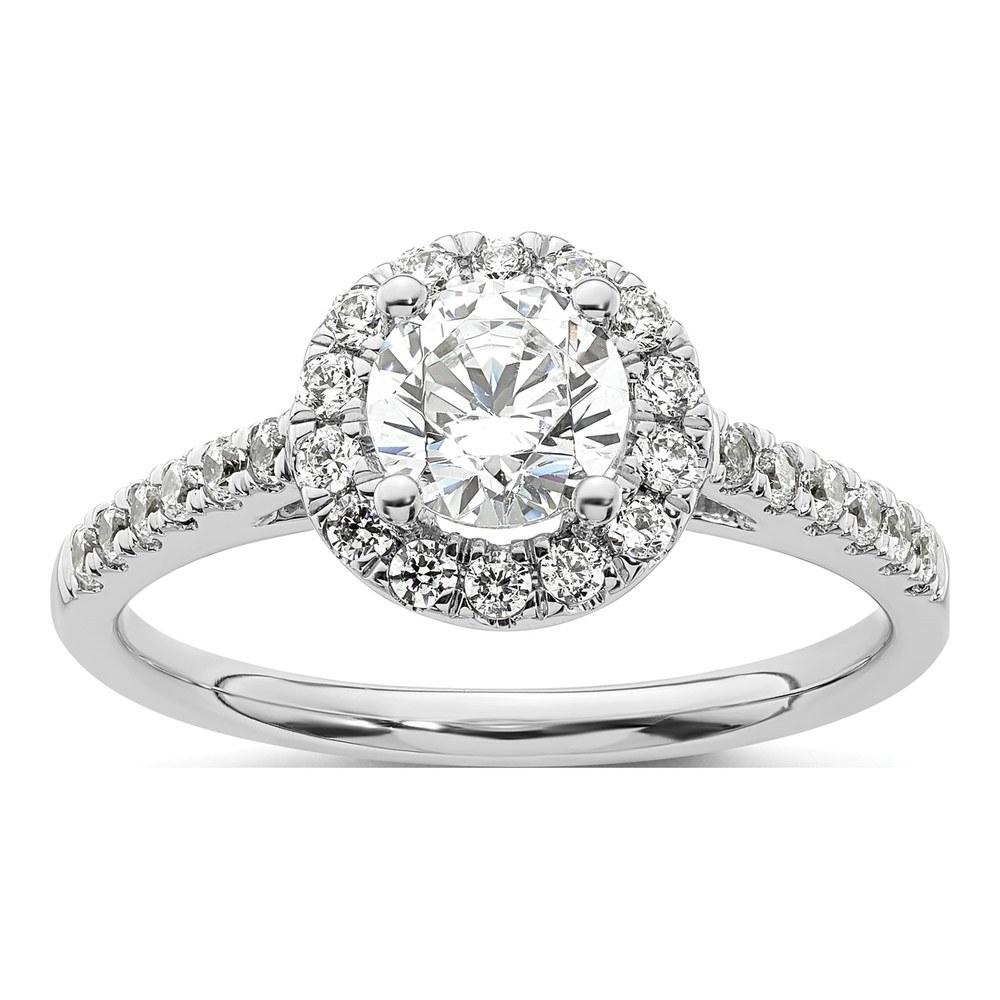 14K White Gold Diamond Halo Semi-Mount Engagement Ring