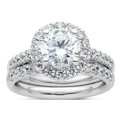 14K White Gold Diamond Halo Engagement Ring Semi-Mount – view 8