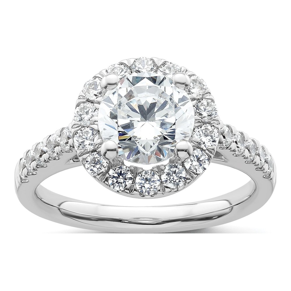 14K White Gold Halo Diamond Semi-Mount Engagement Ring
