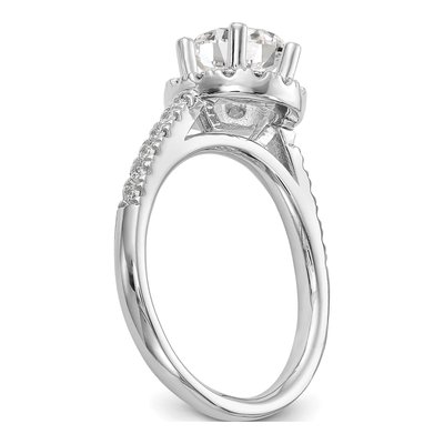 14K White Gold Round Halo Ring Mounting – view 7