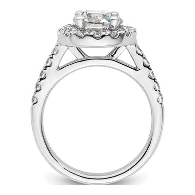 14K White Gold Diamond Halo Engagement Ring Semi-Mount – view 3
