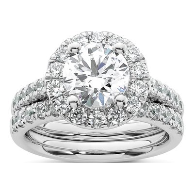14K White Gold Diamond Halo Engagement Ring Semi-Mount – view 8