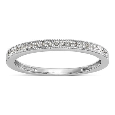 14K White Gold Diamond Wedding Band Set, 2 Rings