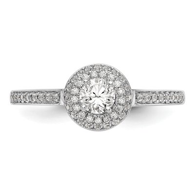 14K White Gold Diamond Halo Engagement Ring Semi-Mount – view 5