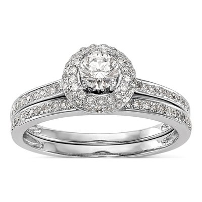 14K White Gold Diamond Halo Engagement Ring Semi-Mount – view 8