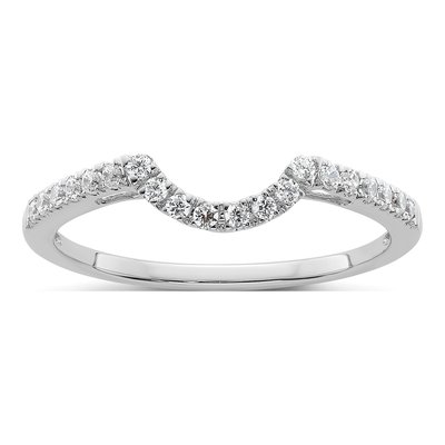 14K White Gold 1/5 ct tw Diamond Contoured Wedding Band