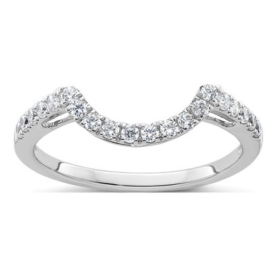 14K White Gold 1/3 ct tw Diamond Contoured Wedding Band