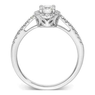 14K White Gold Diamond Halo Setting Engagement Ring Semi-Mount – view 3
