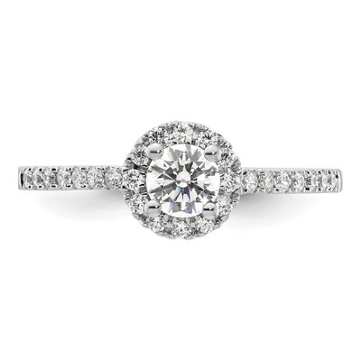 14K White Gold Diamond Halo Setting Engagement Ring Semi-Mount – view 5