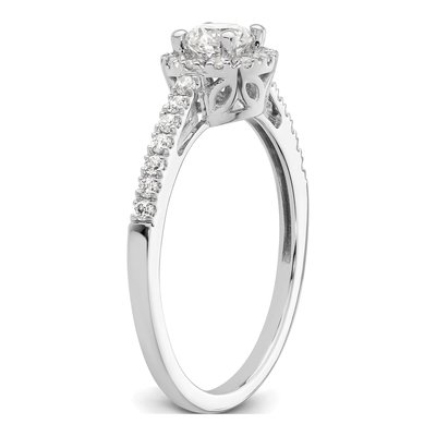 14K White Gold Diamond Halo Setting Engagement Ring Semi-Mount – view 7