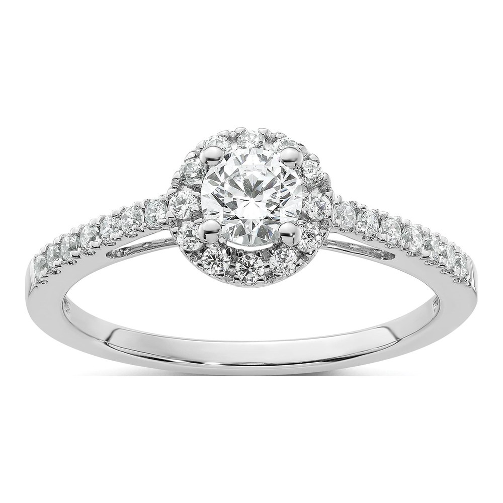 14K White Gold Diamond Halo Setting Engagement Ring Semi-Mount