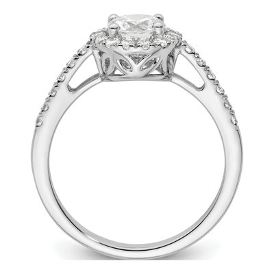 14K White Gold Diamond Halo Setting Engagement Ring Semi-Mount – view 3