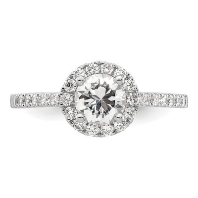 14K White Gold Diamond Halo Setting Engagement Ring Semi-Mount – view 5
