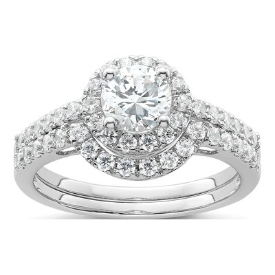 14K White Gold Diamond Halo Setting Engagement Ring Semi-Mount – view 8