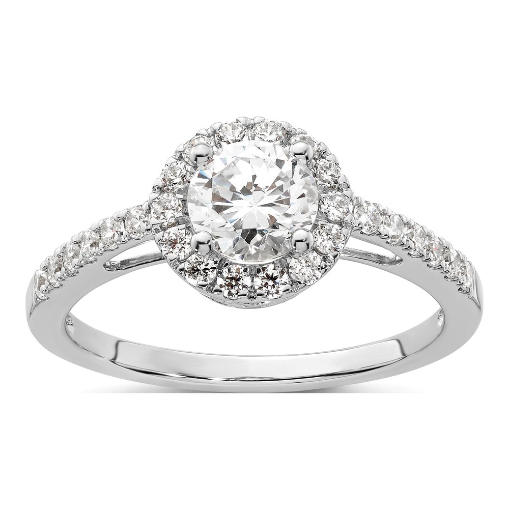 14K White Gold Diamond Halo Engagement Ring Setting