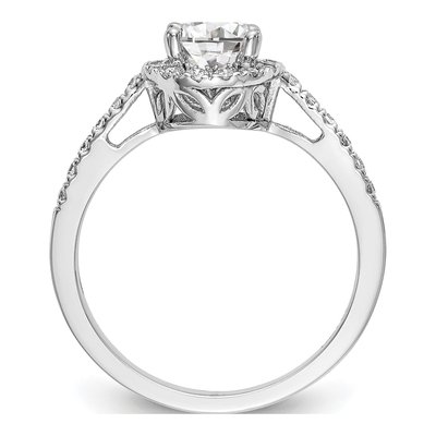 14K White Gold Diamond Halo Engagement Ring Semi-Mount – view 2