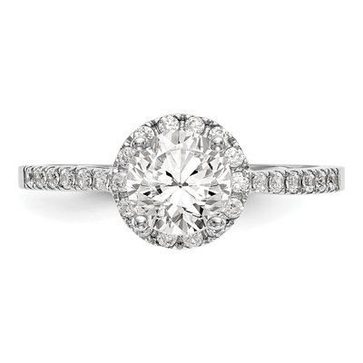 14K White Gold Diamond Halo Engagement Ring Semi-Mount – view 4