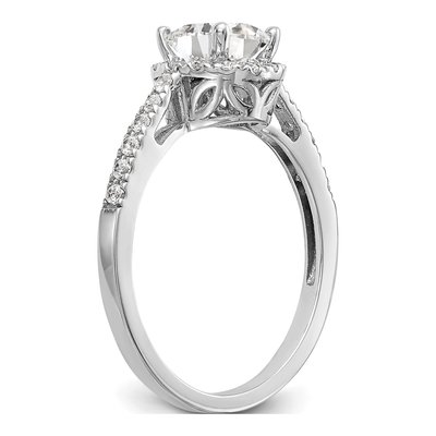 14K White Gold Diamond Halo Engagement Ring Semi-Mount – view 6