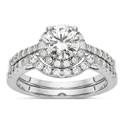 14K White Gold Diamond Halo Engagement Ring Semi-Mount – view 7