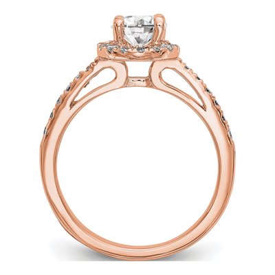 14K Rose Gold Diamond Halo Setting Engagement Ring Semi-Mount – view 2