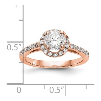 14K Rose Gold Diamond Halo Setting Engagement Ring Semi-Mount – view 3