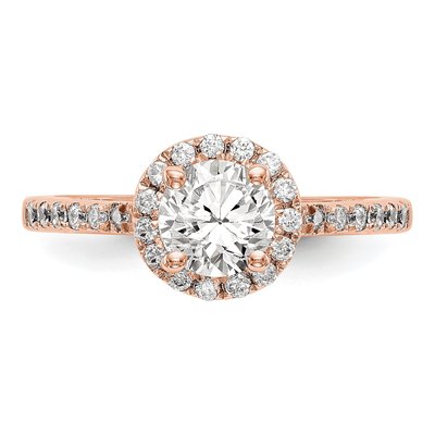 14K Rose Gold Diamond Halo Setting Engagement Ring Semi-Mount – view 5