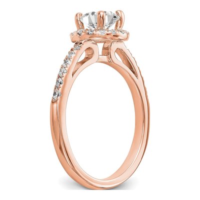 14K Rose Gold Diamond Halo Setting Engagement Ring Semi-Mount – view 7