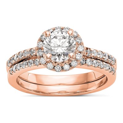 14K Rose Gold Diamond Halo Setting Engagement Ring Semi-Mount – view 8
