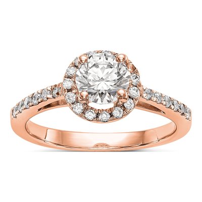 14K Rose Gold Diamond Halo Setting Engagement Ring Semi-Mount