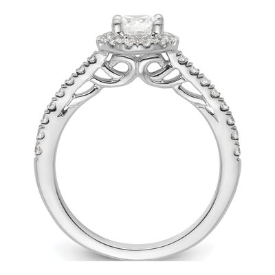 14K White Gold Diamond Halo Engagement Ring Semi-Mount – view 3