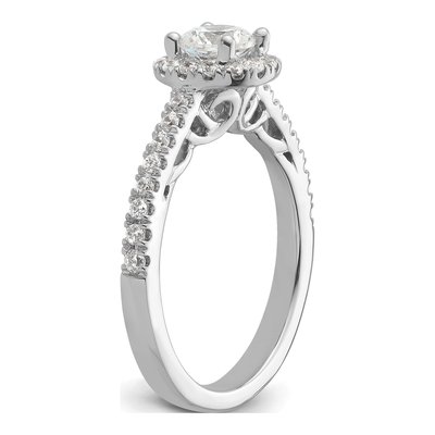 14K White Gold Diamond Halo Engagement Ring Semi-Mount – view 8
