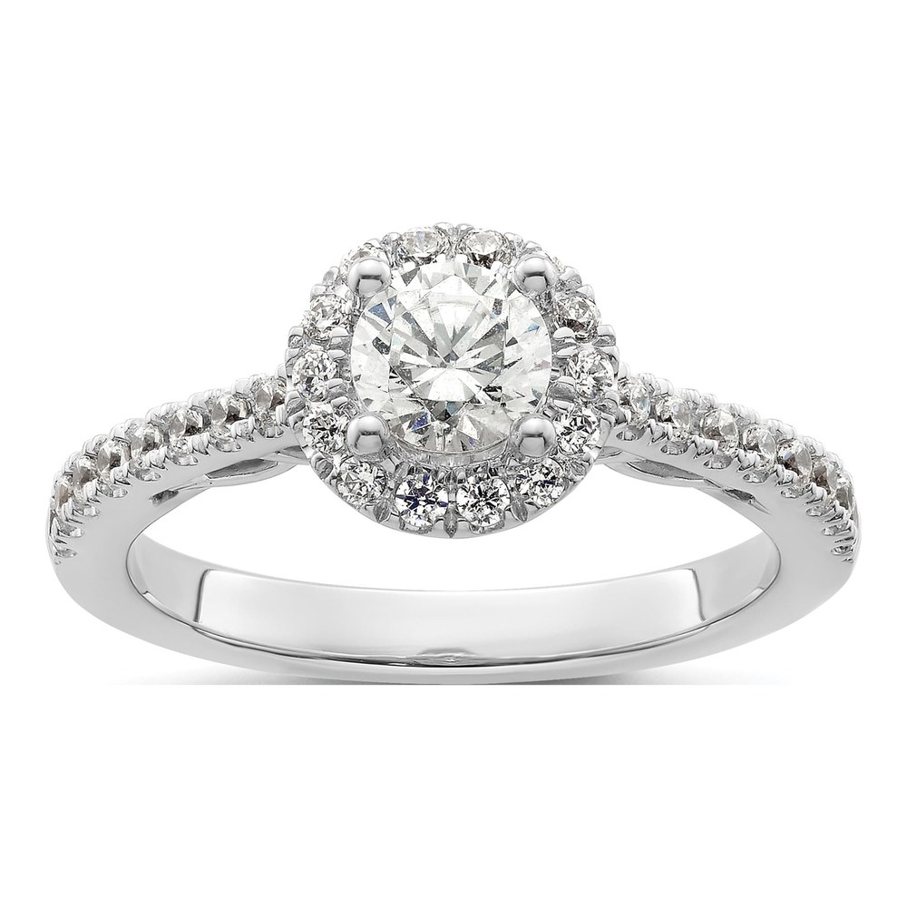 14K White Gold Halo Diamond Semi-Mount Ring