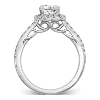 14K White Gold Diamond Halo Engagement Ring Semi-Mount – view 3
