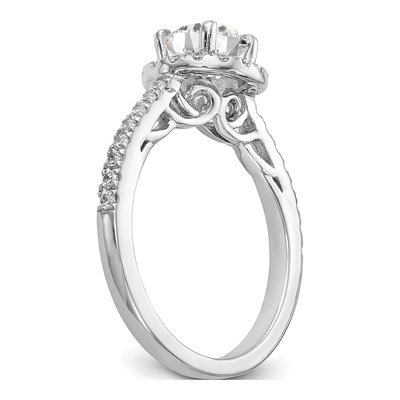 14K White Gold Diamond Halo Engagement Ring Semi-Mount – view 7
