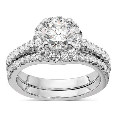 14K White Gold Diamond Halo Engagement Ring Semi-Mount – view 8