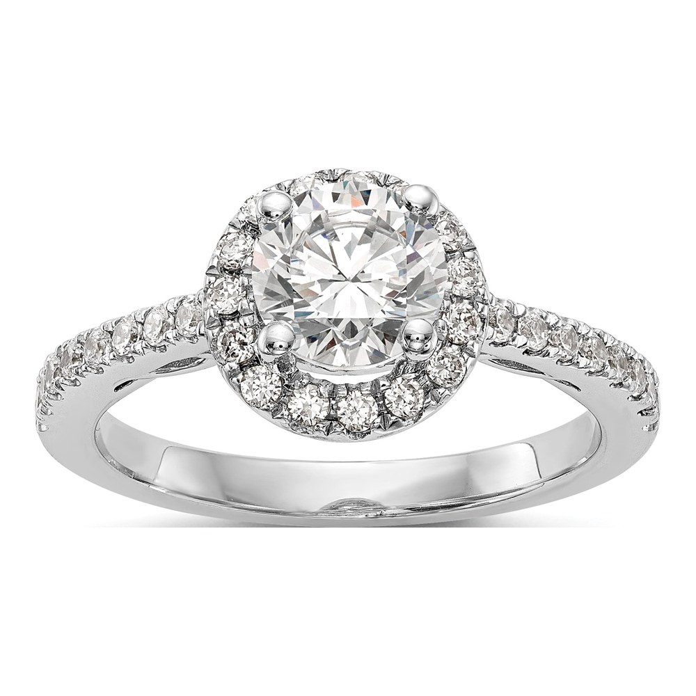 14K White Gold Halo Diamond Semi-Mount Engagement Ring