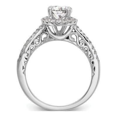 14K White Gold Diamond Round Halo Engagement Ring Semi-Mount – view 2