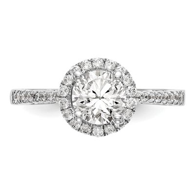 14K White Gold Diamond Round Halo Engagement Ring Semi-Mount – view 4