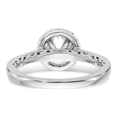 14K White Gold Diamond Round Halo Engagement Ring Semi-Mount – view 5