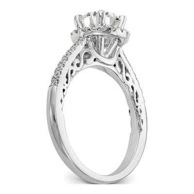 14K White Gold Diamond Round Halo Engagement Ring Semi-Mount – view 6