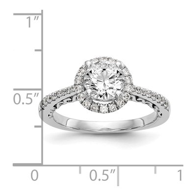 14K White Gold Diamond Round Halo Engagement Ring Semi-Mount – view 7