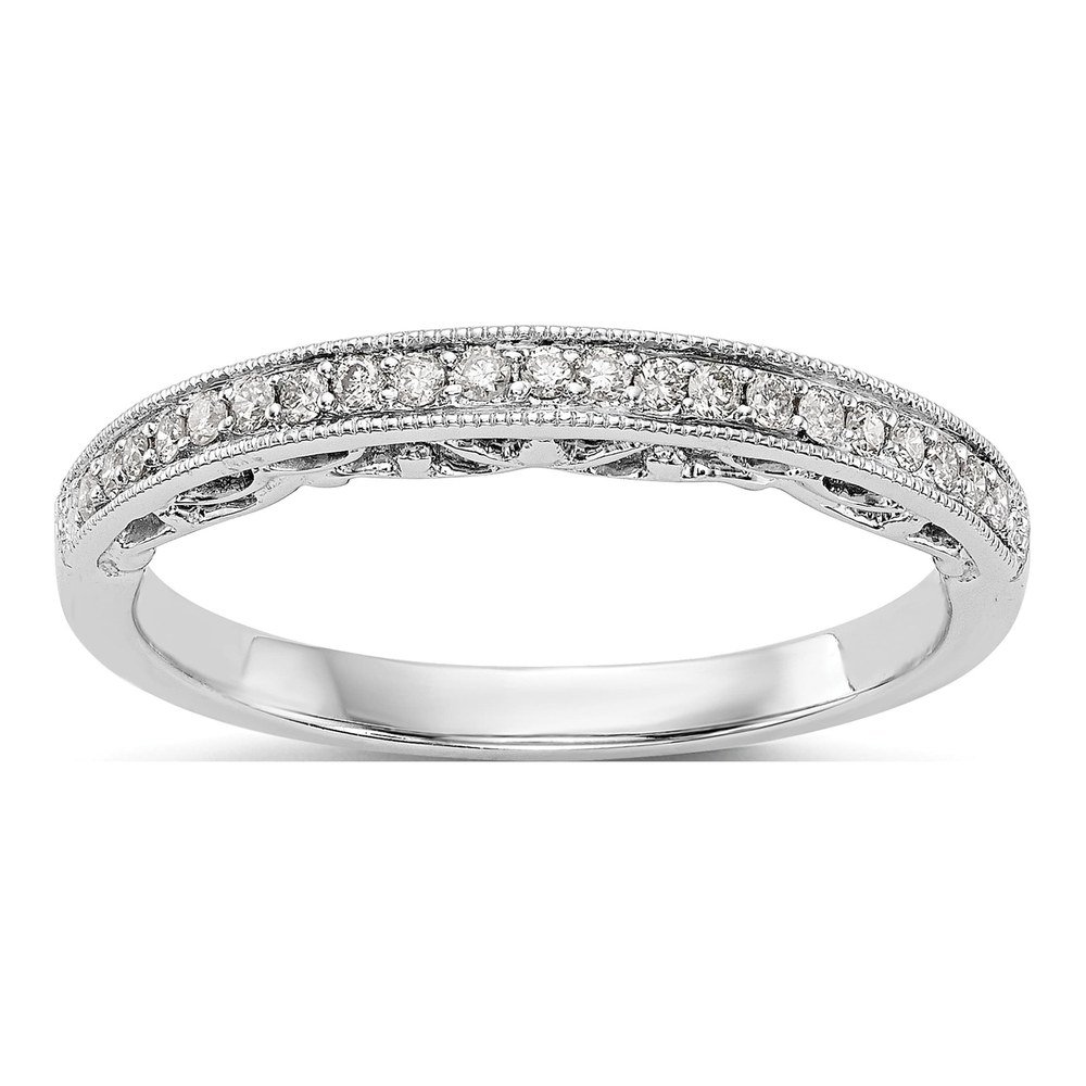 14K White Gold Diamond Wedding Band, 0.135 ctw