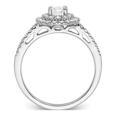 14K White Gold Diamond Double Halo Engagement Ring Semi-Mount – view 2