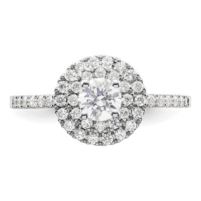 14K White Gold Diamond Double Halo Engagement Ring Semi-Mount – view 4
