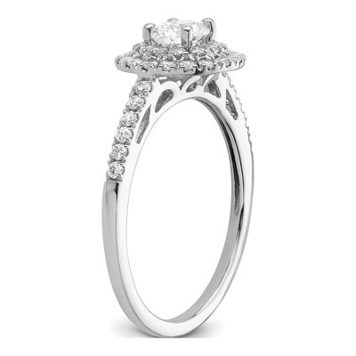 14K White Gold Diamond Double Halo Engagement Ring Semi-Mount – view 6